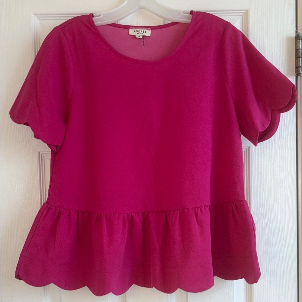 Pink Scallop Hem Top